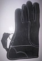 Children Nubuck Leather Glove 2 Layer Skin Falconry Child Glove, Dull Black