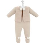 Beige Knit Pom Pom Unisex Baby Boy Girl Outfit Set Dandelion 3-6 Months Size