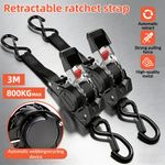 1pcs Automatic Ratchet Tie Down Straps 680kg Car Roof Belt Quick-Release Adjust