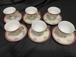 BEAUTIFUL Set of 12 Yusui Courting Couple Demitasse Tea Set Gold Trim