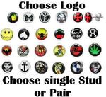 New LOGO Ear Stud Single Or Pair Mens Boys Studs Earrings Picture Cartoon Earing