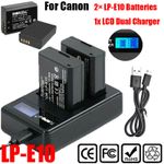 2× LP-E10 Batteries+LCD Dual Charger For Canon EOS 1300D 1100D 1200D 4000D 2000D
