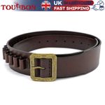 TOURBON Pistol Ammo Bandolier Leather Cartridge Belt 9MM/.38 SPL 20 Rounds UK