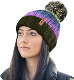 Thermal Bobble Hat Colourful Winter Big Bobble Insulating Strips Beanie Chunky