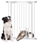 PawHut Extra Tall Dog Gate with Cat Door Auto Close for Stairs 74-80 cm Wide