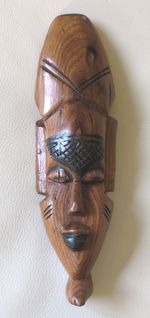 Vintage Hand Carved African Wooden Wall Mask Tribal Folk Art Decor 30cm 12" Ht