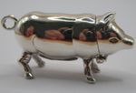 Unusual Sterling Silver Pig Vesta Case Match Safe With Real Diamond Eyes
