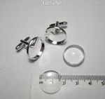 1 pair of cuff link blanks with matching glass domes 18mm setting photo /picture