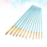 12Pcs Watercolor Paint Brush Set Durable Bamboo Blue Wooden Brushes