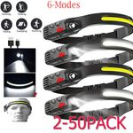 LED Head Torch Waterproof COB Headlamp Motion Sensor Light Work USB Rechargeable