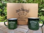 Two Different Size Official Jack Daniels Rye Whiskey Enamal Mugs Cups