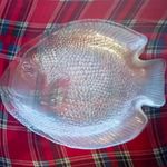Clear Glass Fish-Shaped Serving Plate/Platter, 10 x 8 in, plates French 1970s
