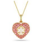 Idyllia pendant Octagon cut Crystal pearls Heart Pink Gold-tone plated 56807
