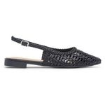 Lilley Womens Shoes Black Adults Ladies Flat Slingback Buckle Woven Tia SIZE