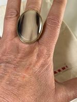 MARNI Gold Plated Large Oval Brown Cream Resin Ring Size US8 UKP-Q £346