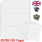 25-100 Sheets A4 Double-Sided 9-Pocket Pages Trading Card Sleeves Pages Collect
