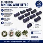 10 x Florist Binding Wire Reels 45m Green Mossing Christmas Wreath Making 24G
