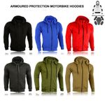 Motorcycle Motorbike Armoured Hoodie Hoody Fleece Jacket Zip Up Removable Armour