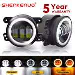 4 inch Round Front LED Fog Lights Halo DRL Fog Lamps For Peugeot Boxer 2014~2020