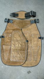 Farrier Apron Chaps Leather and Canvas 4 Pocket and Magnet Holder (27inch-68cm)