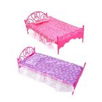 FASHION PRINCESS DOLL SIZED FURNITURE BED IN 2 COLOURS PINK OR PURPLE UK SELLER