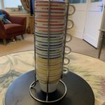 Vintage Rayware Brights Retro 1980s Style Stacking Mugs x 6 with Metal Stand 