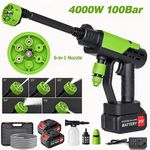 Cordless Car High Pressure Washer 2 Battery | 4000W Jet Water Wash Cleaner Gun