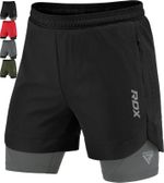 RDX Men�s Running Shorts, 2 in 1 Lightweight Quick Drying Elastic Boxing Shorts