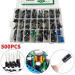 500pcs Electrolytic Capacitor Assortment Kit 0.1uF - 1000uF 10V - 50V