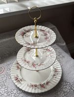  Vintage Royal Albert Bone China LAVENDER ROSE Large 3 Tier Cake Stand