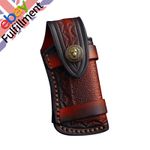 4in Folding Knife Case Sheath Leather Storage Pouch With Snap Closure Belt Loop
