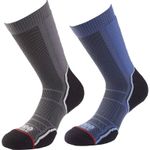 1000 Mile Trek 2 Pack Mens Walking Socks Grey Outdoor Support Merino Wool