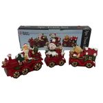Christmas Train Set 3 piece Decor Santa Snowman Bear with Box 13" Tabletop