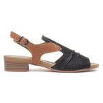 Lunar Womens Sandals Brown Adults Ladies Heeled Black Buckle Peep Toe Jaden SIZE