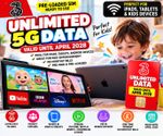 Unlimited 5G Data SIM iPad Kids Tablet Three Preloaded Exp April 2028