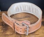 Vintage Weightlifting Thick Leather Belt Size (L) Tan Brown - Double Pin