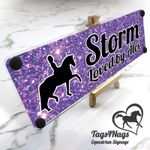 Horse Stable Name Sign Purple with Black text, 10 logo & font options