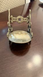 Vintage Cup & Saucer Holder Ornate Detailed Solid Brass Display Stand Decor
