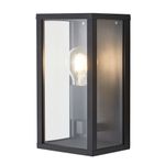 Litecraft Alders Wall Light Glass Panel Box Outdoor IP44 Lantern Fitting - Black