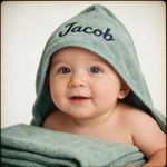Personalised  Embroidered Baby Hooded Towel, 100% Cotton
