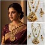 Traditional Indian Marriage 18k Gold Plated Necklace Earring Set Bridal Jewelery