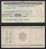 ITALY  Brescia  100 Lire 1976  Mini Assegni.  La Banca S. Paolo. St. Paul.   NVF