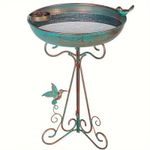 Victorian Metal Pedestal Birdbath Feeder Lawn Grass Friendly Strudy Elegant