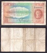 Malta Two Shillings (`1942) A/3 234451 GF.  Watermark = Map.   dy22463