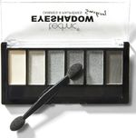 TECHNIC Eyeshadow Smokey Eye Look BLACK GREY SILVER WHITE 6 Shade Shimmer