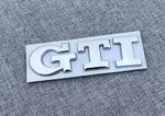 GTi Badge Emblem Silver Chrome Metal 3D Self Adhesive Rear Boot Side 8cm x 2.5cm