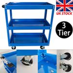 Tool Storage Heavy Duty Garage Trolley Workshop DIY 3 Tier Wheel Cart Shelf