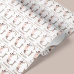 Personalised Linen effect Initial With Name Birthday Wrapping Paper Uk
