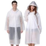 2x Reusable Emergency Hooded Raincoat Waterproof Poncho Rain Hiking Camping