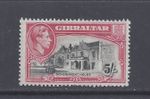 GIBRALTAR GVI 1944 5s. BLACK AND CARMINE  PERF 13   MINT NEVER HINGED  SG 129b